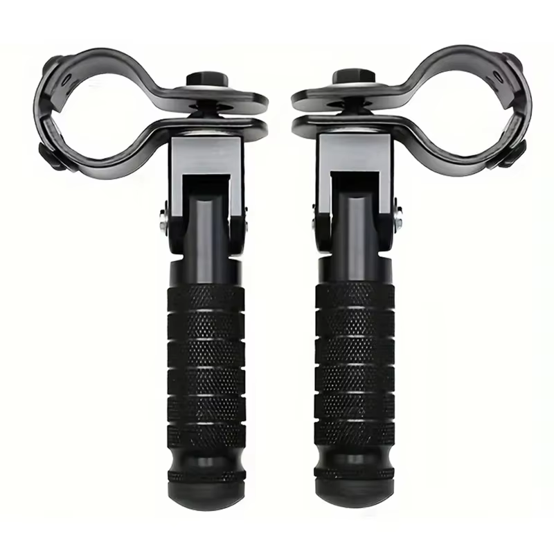 Reposapiés plegables de aluminio CNC para moto, negros - imagen 2
