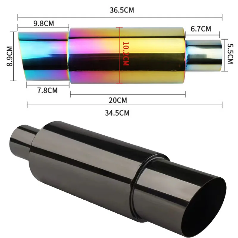 Kit silenciador deportivo inoxidable de 55 mm con sonido turbo para escape de coche