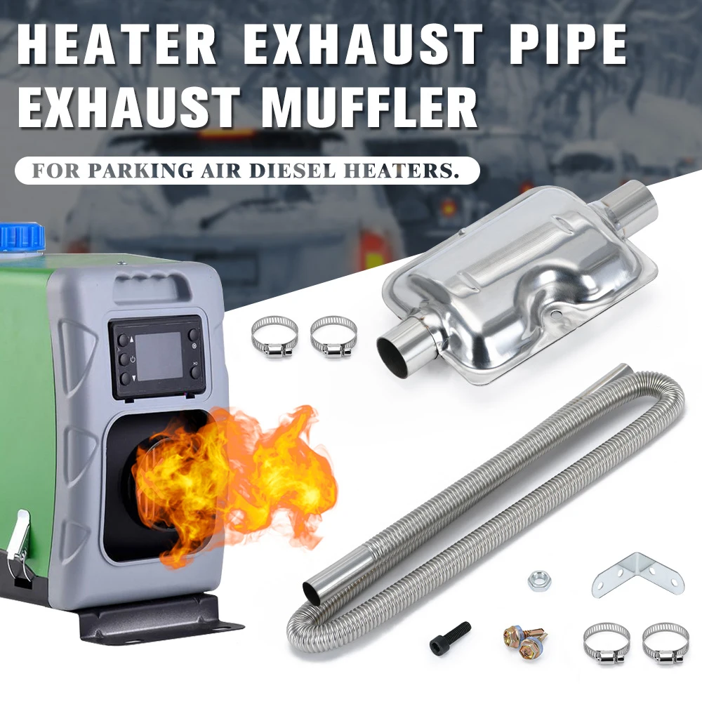 60cm - 300cm Air Diesel Parking Heater Stainless Steel Exhaust Pipe Tube Gas Vent Hose Car Truck VAN With 24mm Bore Car Muffler - imagen 2