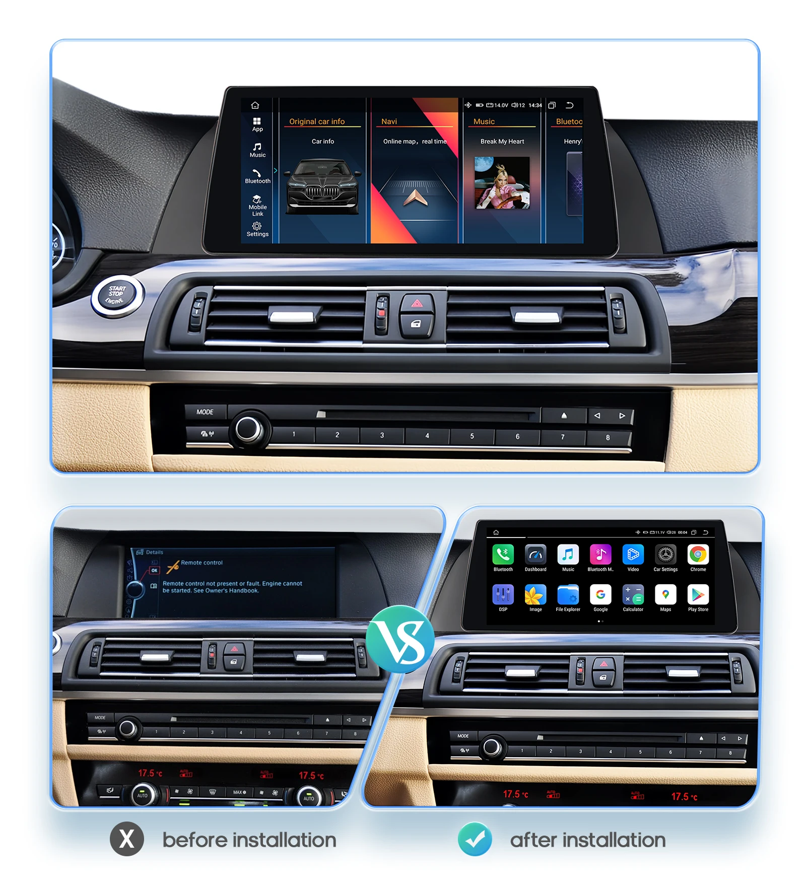 Pantalla multimedia Hizpo Android Auto y CarPlay – BMW Serie 5 F10 - imagen 2