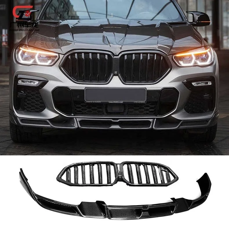 Kit de carrocería de coche de fibra de carbono para BMW X6 G06 a estilo LD labio delantero con luces - imagen 2