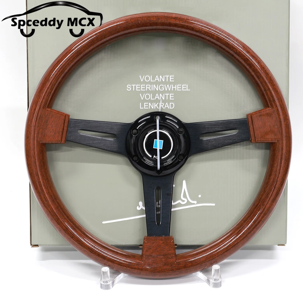 Volante clásico madera 350mm ABS – racing retro negro/plata - imagen 4