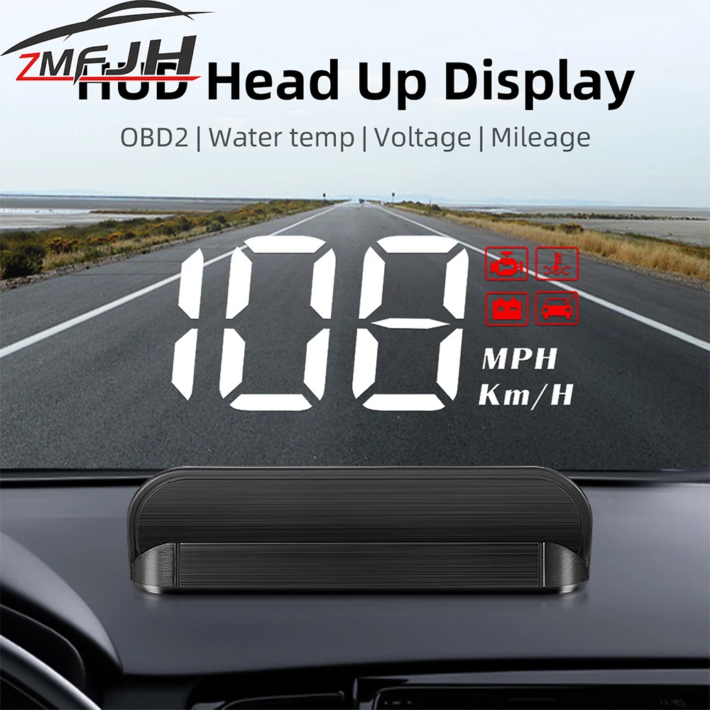 Pantalla HUD OBD para coche, velocímetro y temperatura del agua