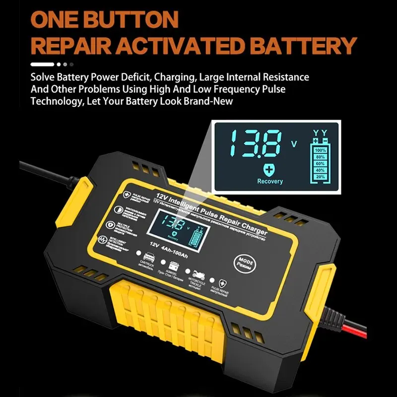 Cargador batería coche 12V 6A automático con pantalla LCD - imagen 3