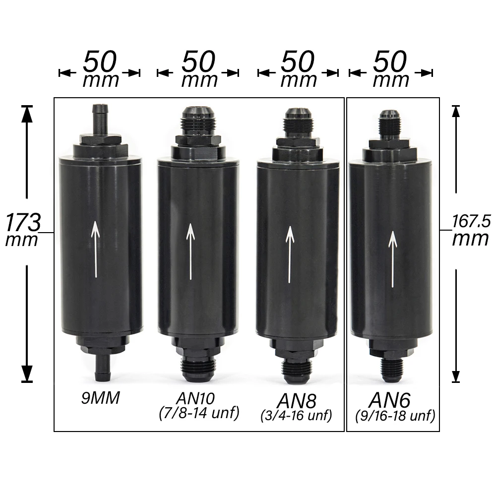 Filtro de combustible E85 en acero inoxidable, 100 micras AN6-AN10 - imagen 5