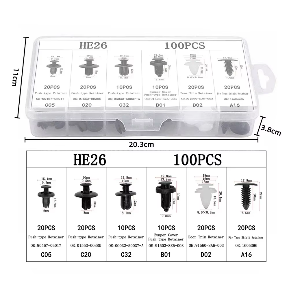 Caja con compartimentos etiquetados