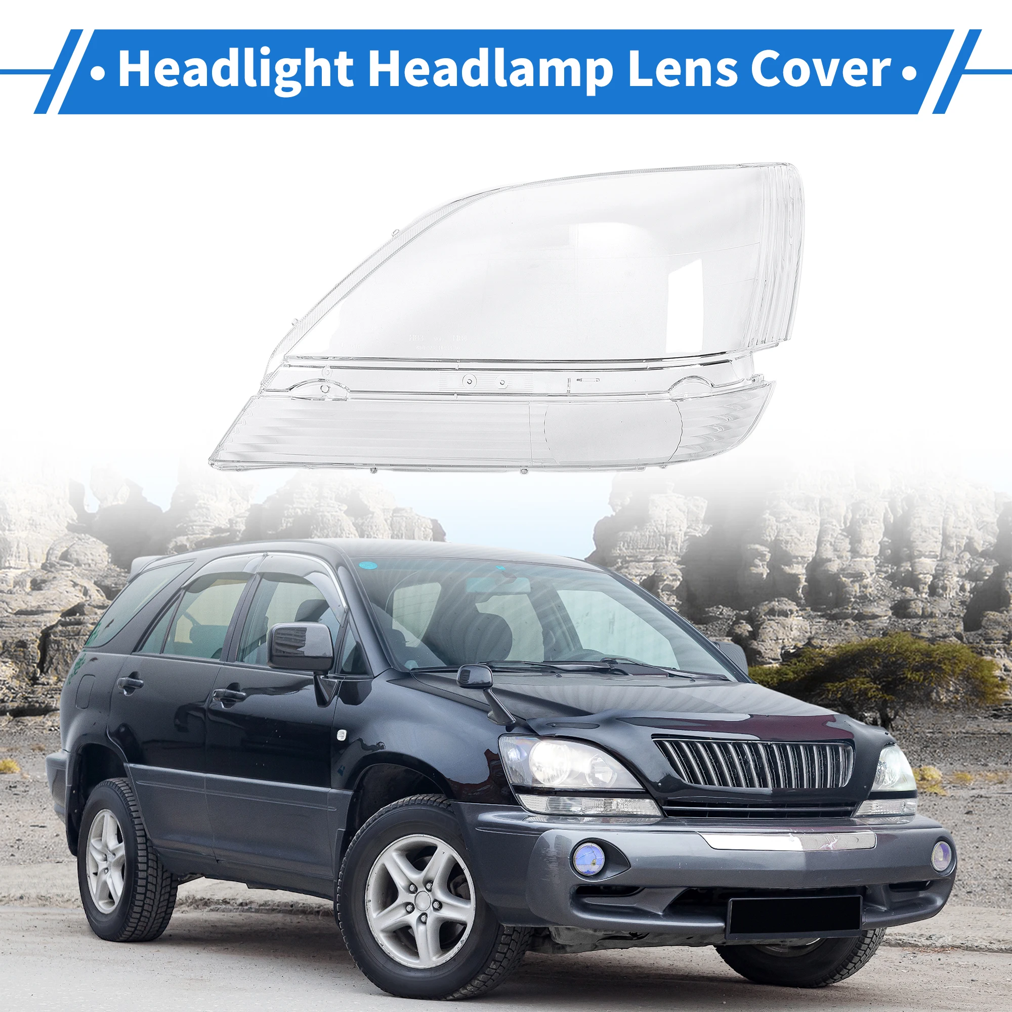 UXCELL Cubierta de lente de faro de coche de vehículo Lente de faro Cubierta de lente transparente para Lexus RX300 1999-2003 PC transparente 1 Uds - imagen 2