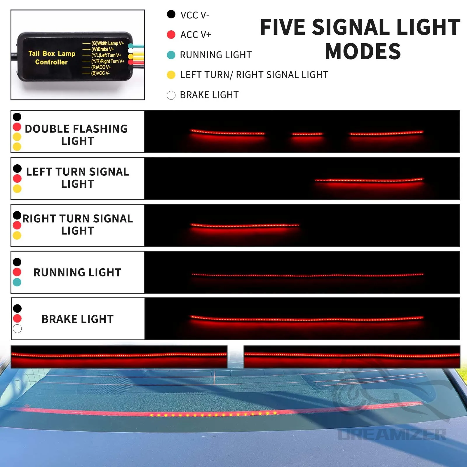 Barra LED tercera luz stop montaje alto 100cm 12V universal - imagen 2