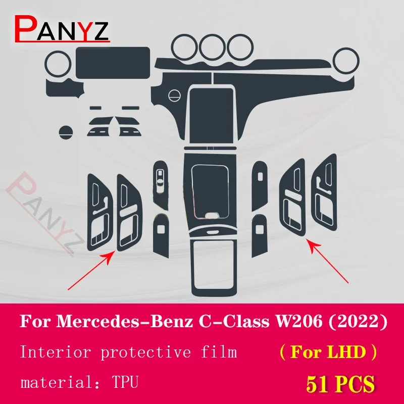 Protector consola TPU Mercedes-Benz Clase C W206 2022 antiarañazos - imagen 4