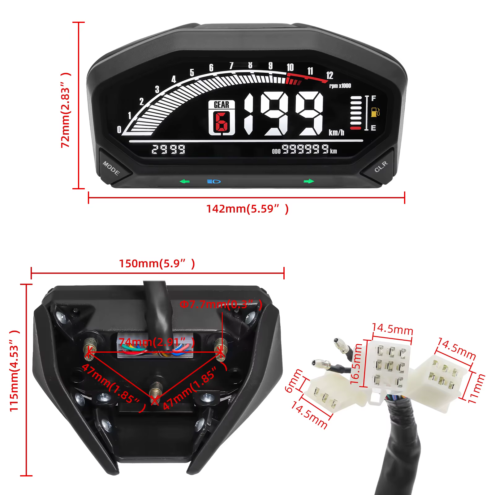 Cuadro digital para moto con velocímetro y nivel de combustible - imagen 3