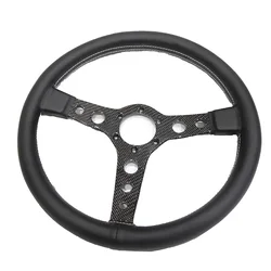 Volante deportivo cuero 340 mm cóncavo con soporte fibra carbono
