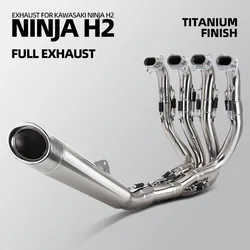 Sistema de Escape totalmente brillante para motocicleta, Kit de carreras modificado, silenciador de línea deslizante para Kawasaki Ninja H2R H2C H2