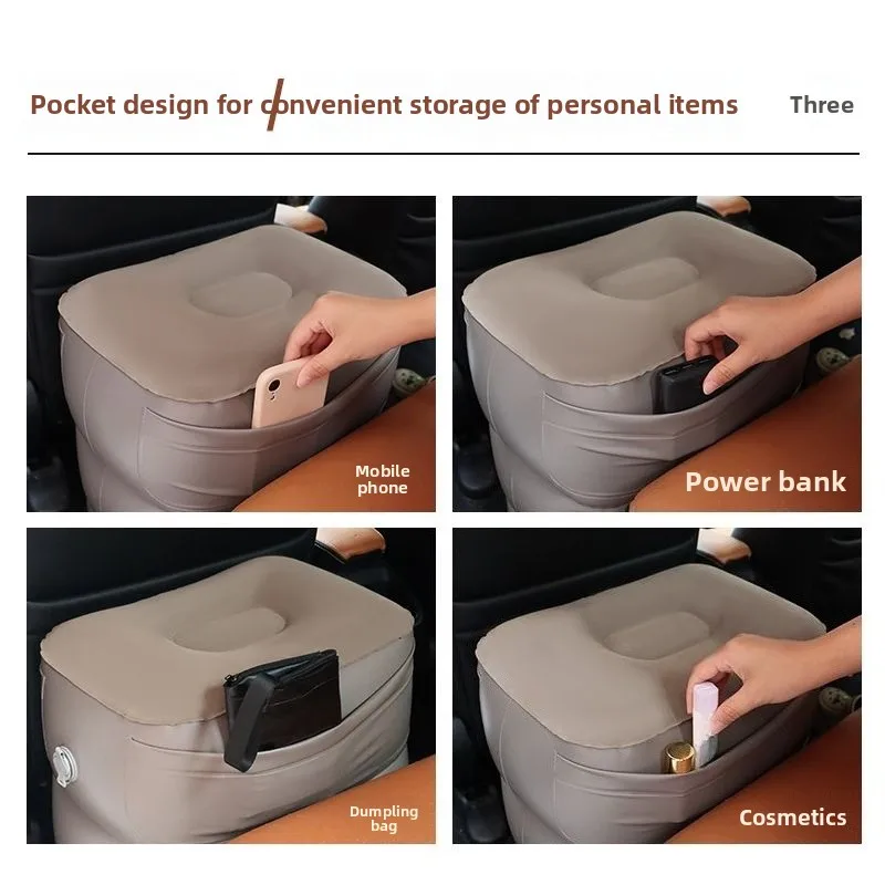 Reposapiés inflable plegable para coche – Almohada viaje piernas