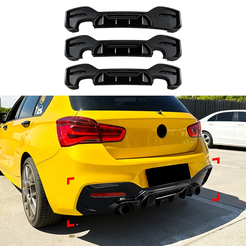 Para 2015-2019 BMW 1 Series F20 F21 LCI M Sport coche difusor de parachoques trasero divisor labio barbilla alerón negro accesorios exteriores - imagen 2