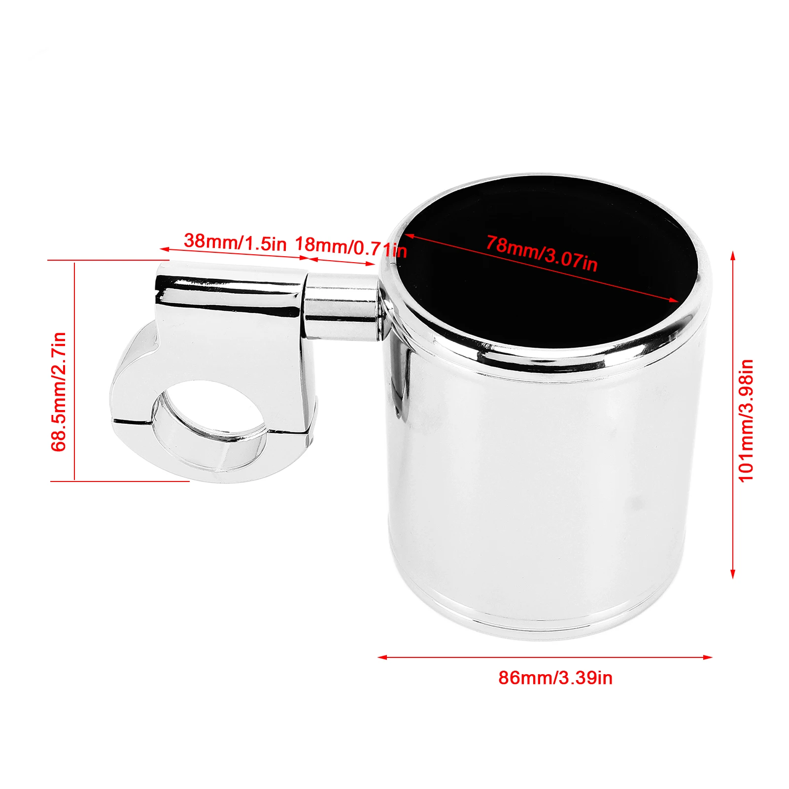 Portavasos universal cromado para manillar de moto y ATV 22-32 mm - imagen 5