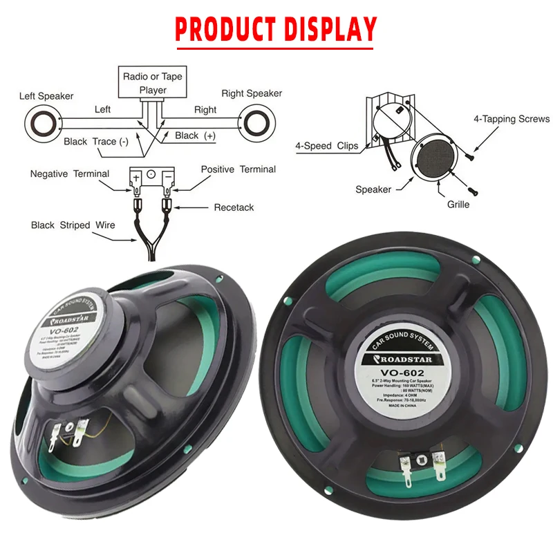 Altavoz coaxial HiFi estéreo 6,5" para puerta de coche - imagen 4