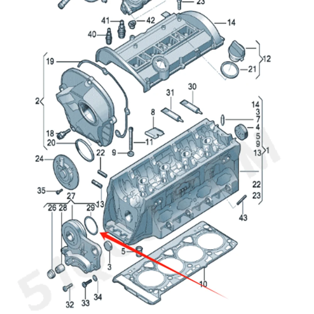 WHT007212B Anillo de goma válvula EA888 - Audi Q3 Q5 VW Sharan - imagen 3