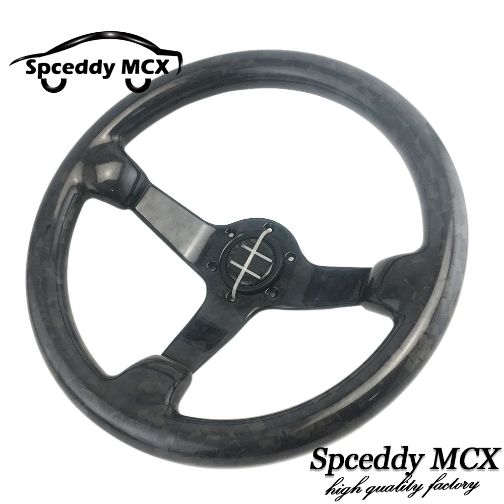 Volante Fibra Carbono 350mm Fondo Plano Deportivo – Negro Brillo - imagen 4