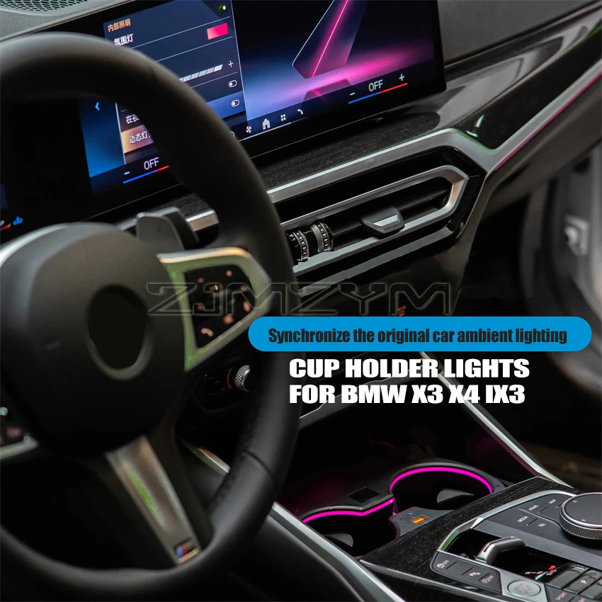 Portavasos luminoso con luz ambiental para BMW X3 X4 iX3 - imagen 2