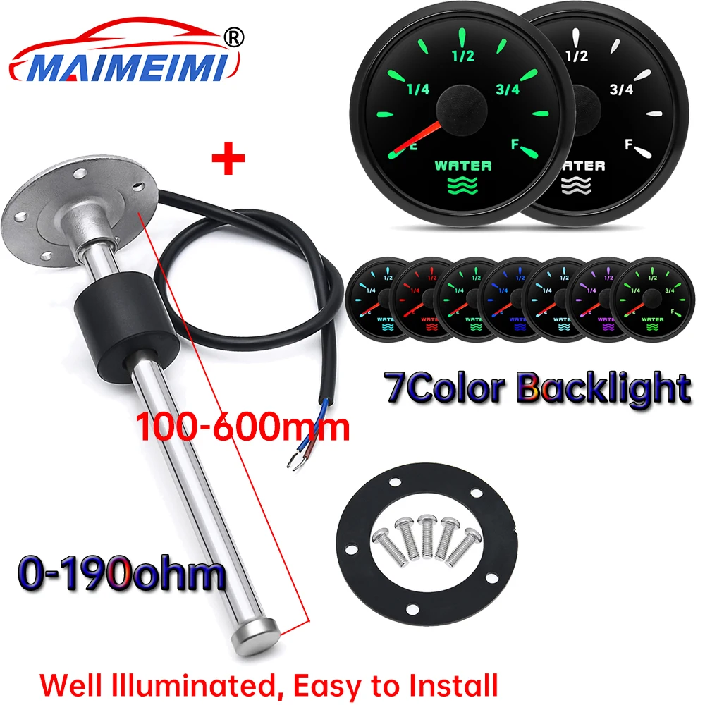 Medidor de nivel de agua 52 mm 12/24 V para coche y barco - imagen 2