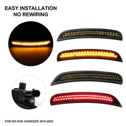 4 Uds. Indicador de señal de luz LED lateral para parachoques rojo trasero ámbar delantero para Dodge Charger 2015 -2023
