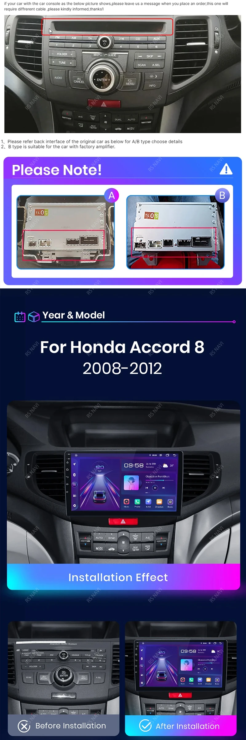 Pantalla multimedia 2K para Honda Accord 8