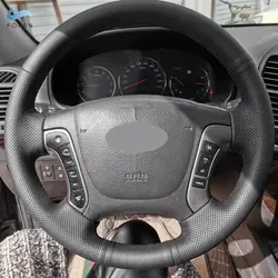 Funda de volante en cuero perforado para Hyundai Santa Fe 2006-2012