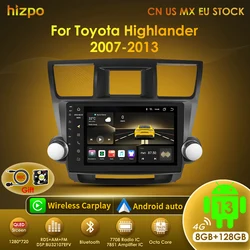 Hizpo Radio coche Android 13 para Toyota Highlander 2 XU40 2007-2013