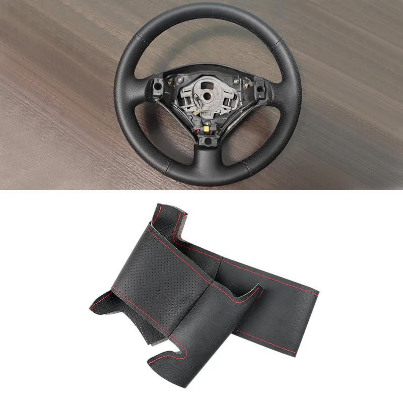 Funda de volante de microfibra perforada negra y roja para Peugeot 307 - imagen 2