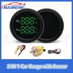 Medidor presión y temperatura de aceite 2 en 1 coche retroiluminado