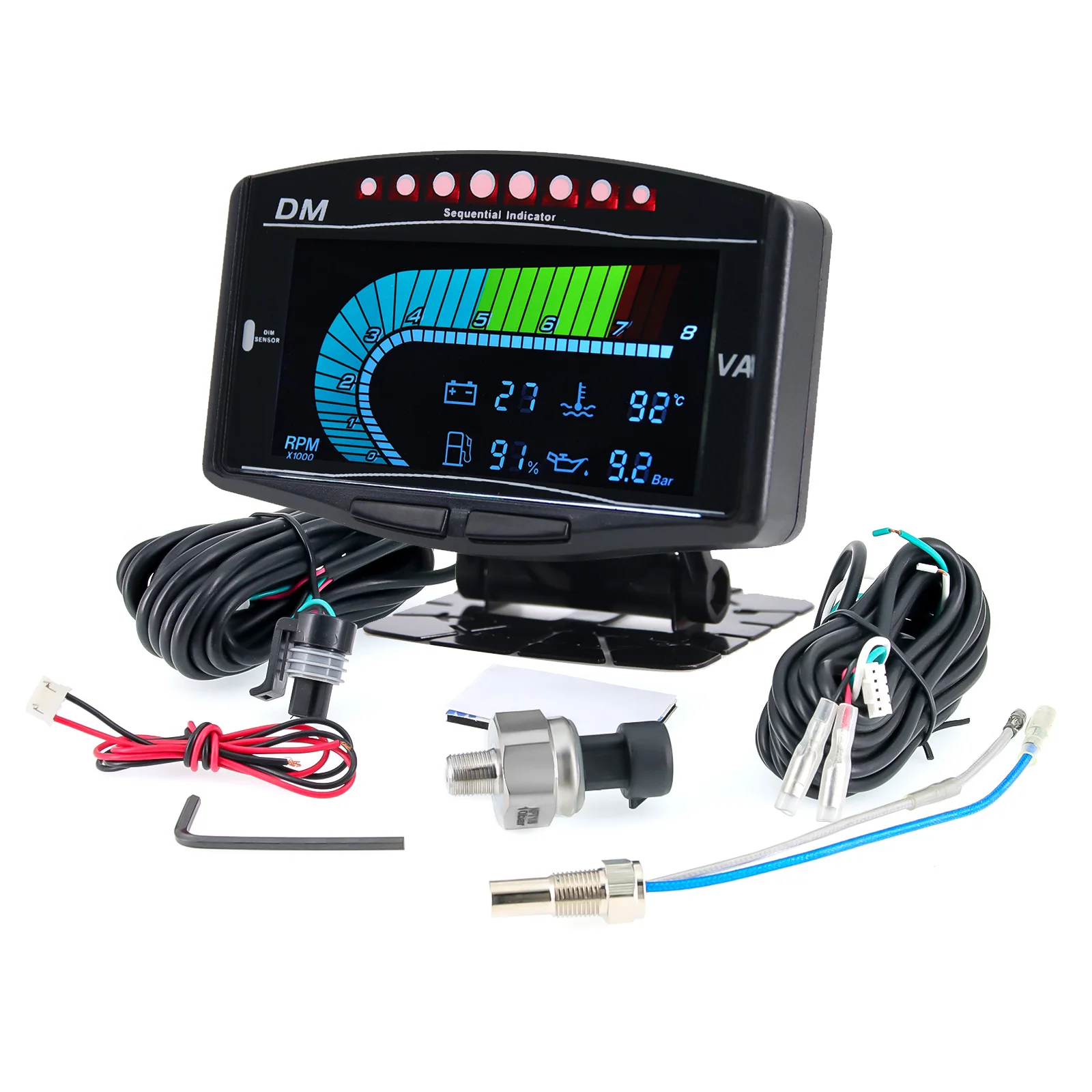 Medidor 5 en 1 tacómetro presión aceite voltaje temperatura agua 12V-24V - imagen 2