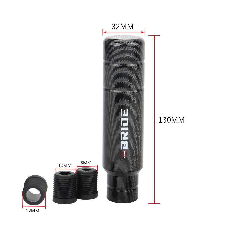 Perilla de cambio universal de aluminio y carbono con adaptadores - imagen 2