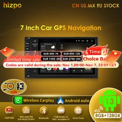 Autoradio Hizpo 2DIN 7" Android 13 CarPlay - Nissan Toyota Volkswagen