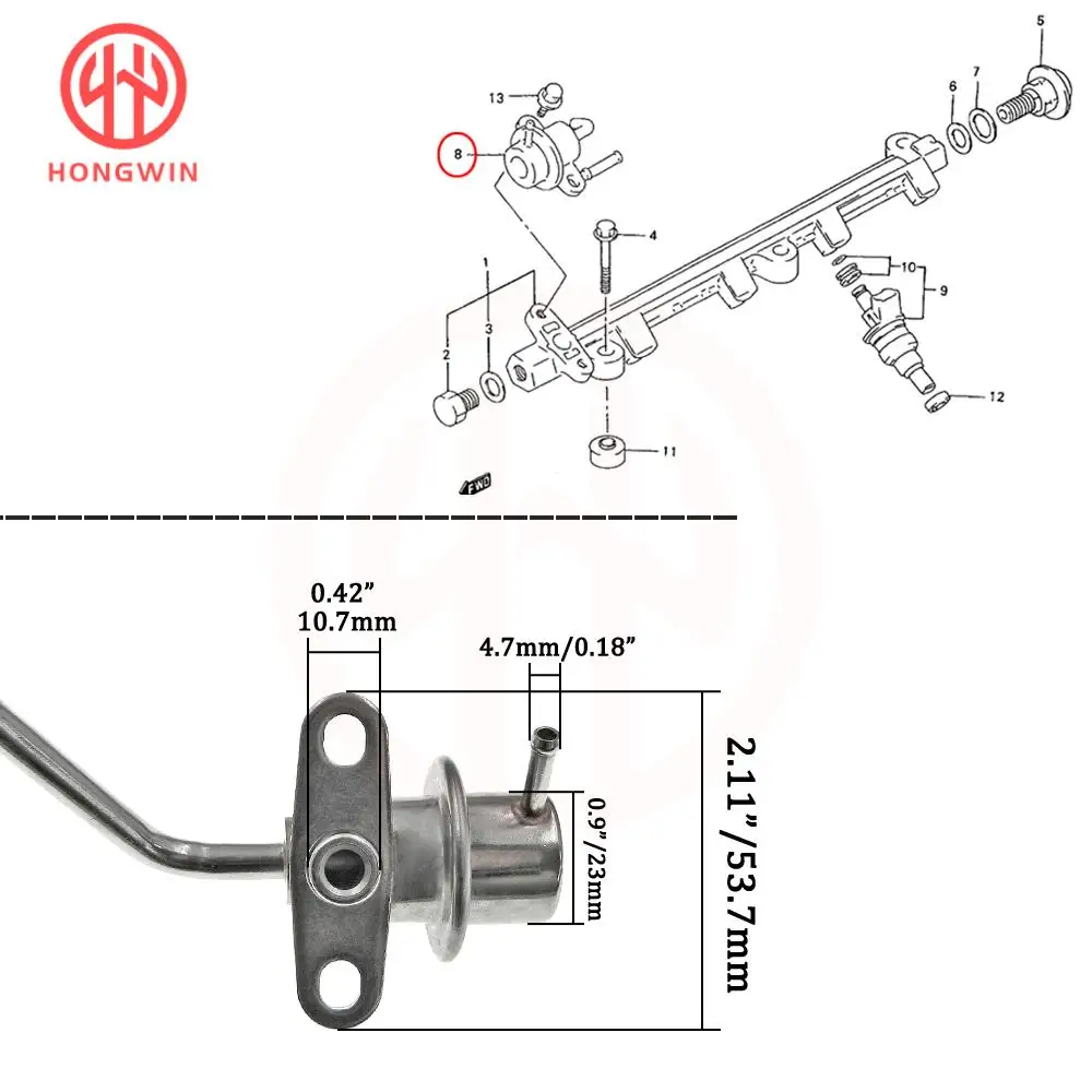 Regulador de presión de inyección de combustible para Suzuki Sidekick X-90 Swift Geo Chevrolet Tracker 1992-1998 - imagen 5
