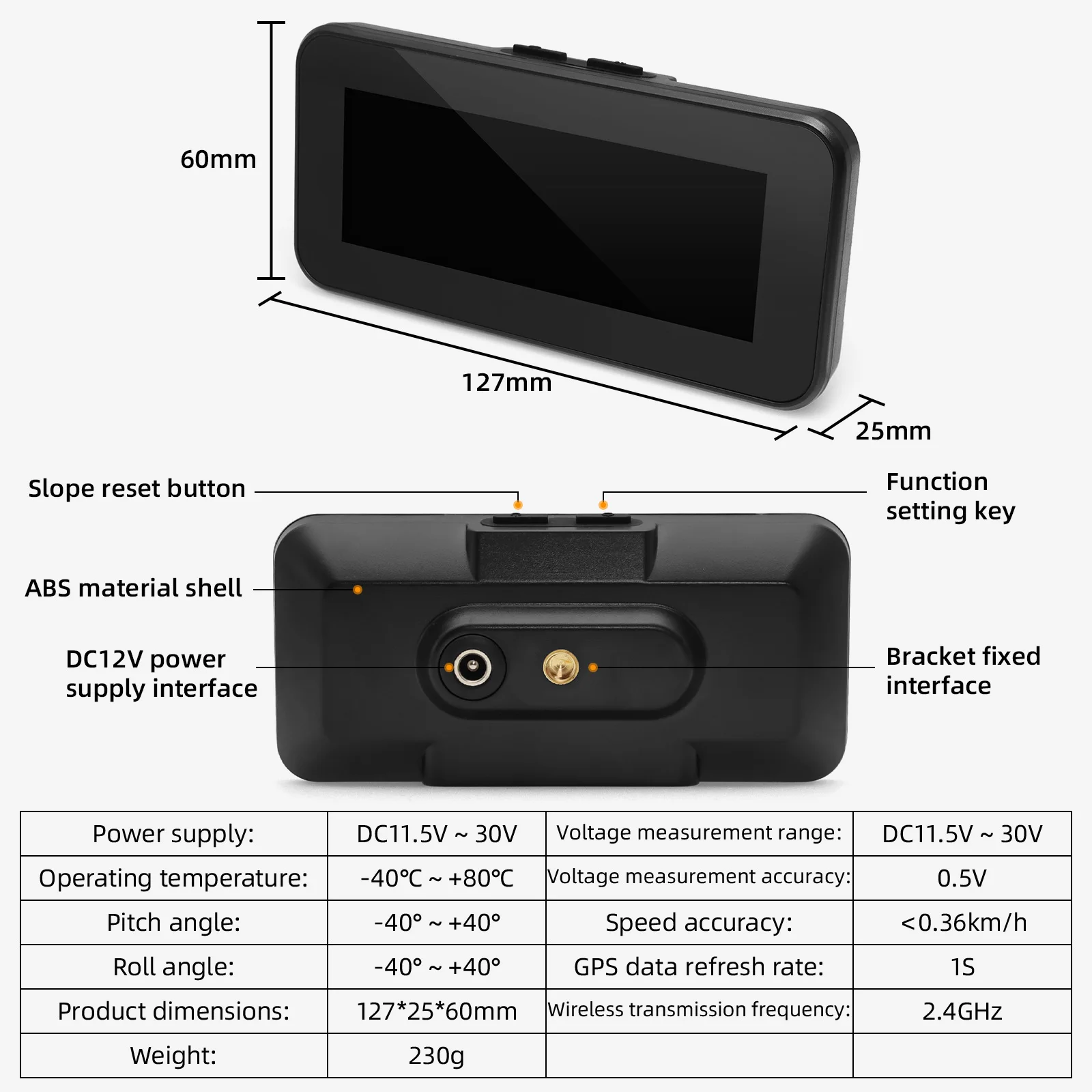 HUD Head Up Display Smart Car M60 con inclinómetro brújula GPS 3 en 1 - imagen 3