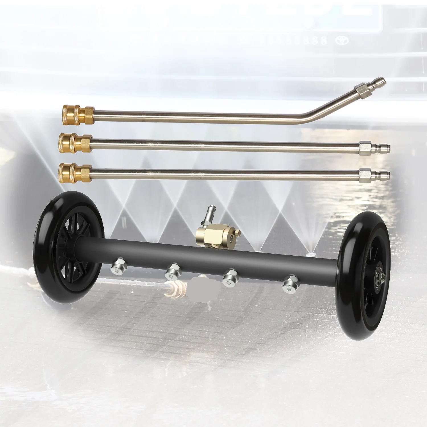 Cepillo Alta Presión para Coche y Carretera con Varilla Extensión