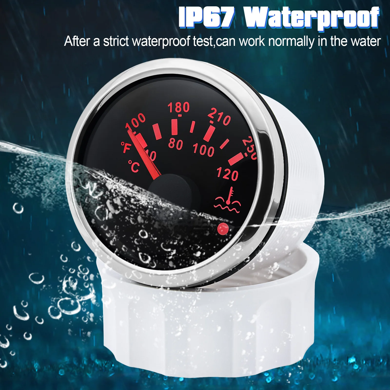 Indicador de temperatura del agua 52 mm con alarma – camión y barco - imagen 5