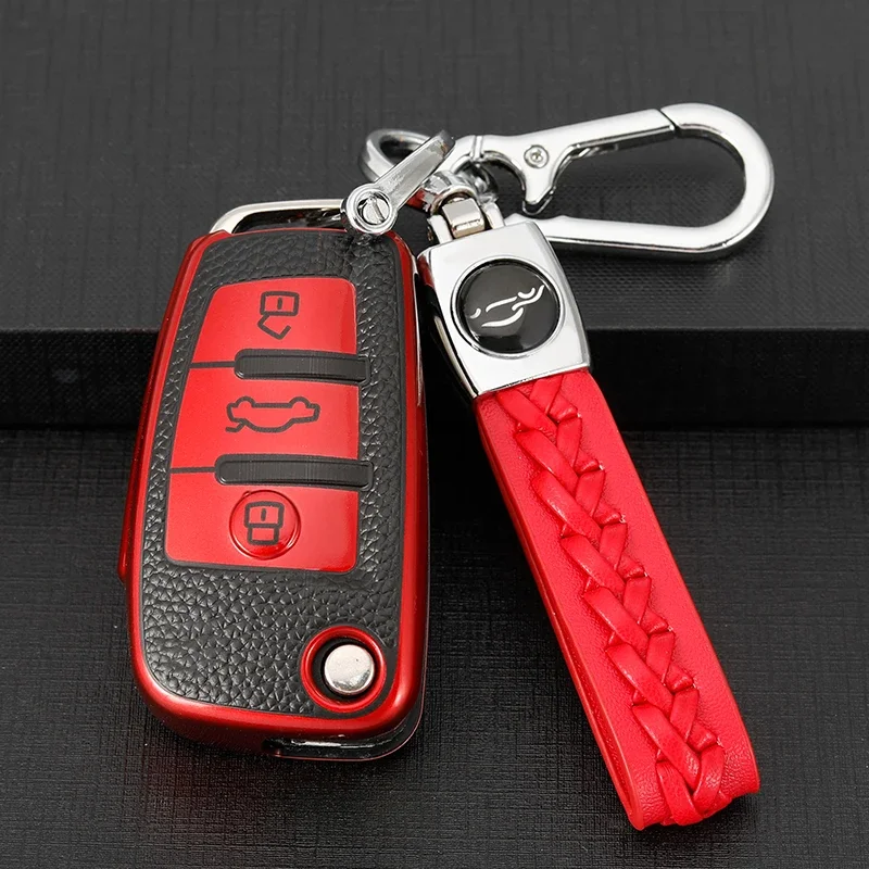 Funda de llave de cuero Audi con carcasa TPU compatible A1 A3 A4 Q3 TT - imagen 5