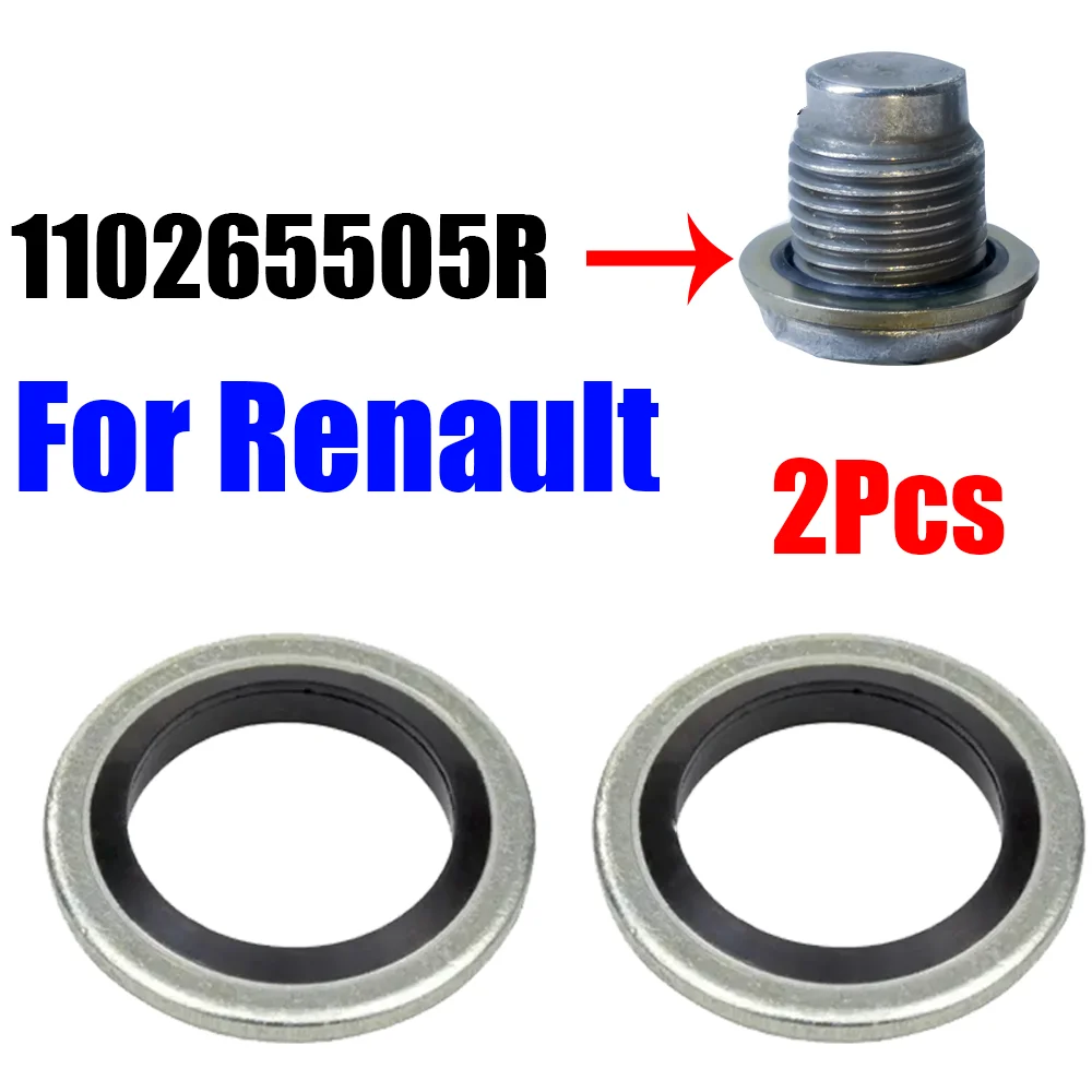110265505 R 2 uds tapón de drenaje de cárter de aceite de coche juntas de sellado anillos arandela para Renault Clio Duster Espace Fluence Logan Scenic Pulse - imagen 5