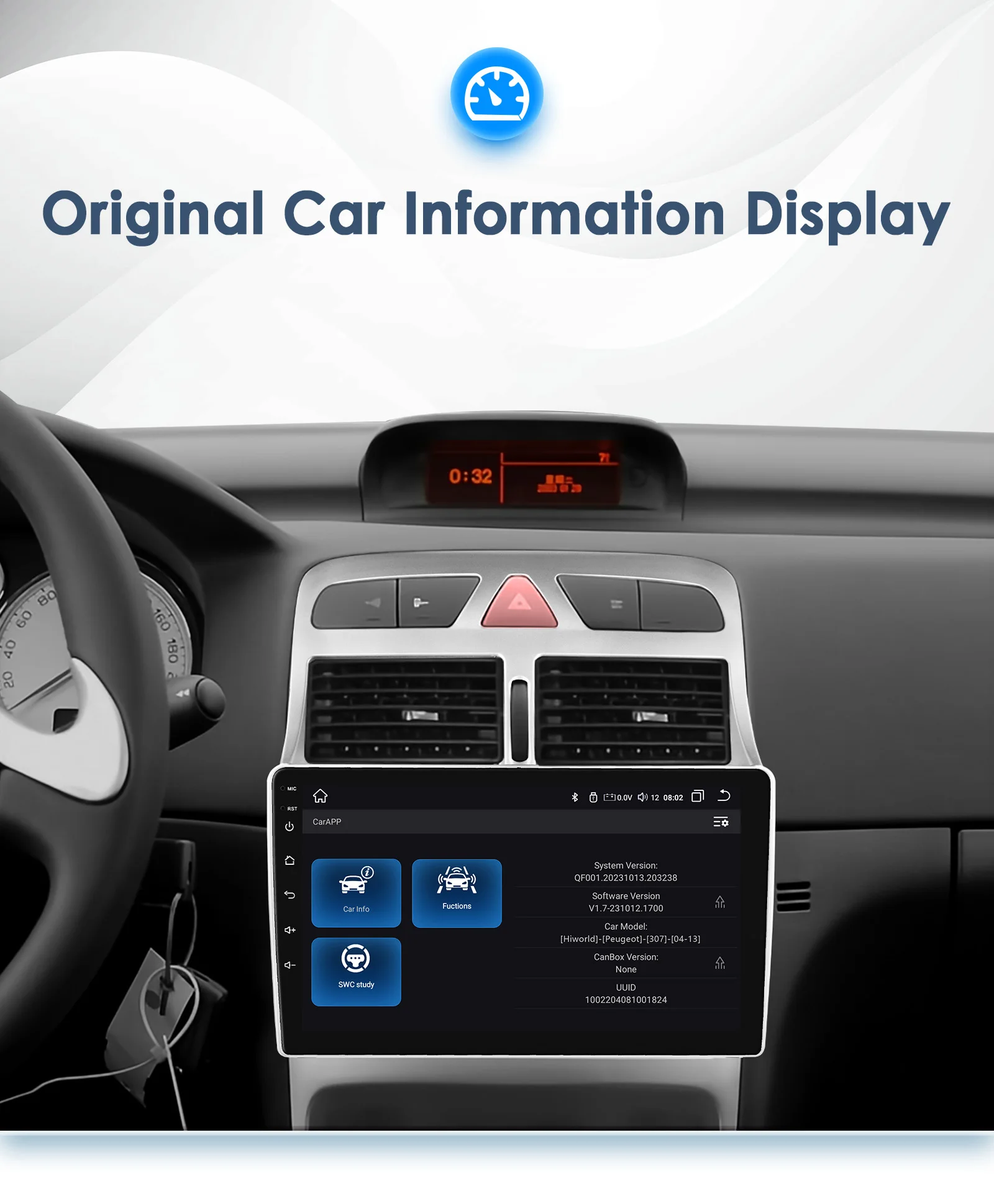Autoradio Android Auto Hizpo con Apple CarPlay para Peugeot 307 - imagen 3