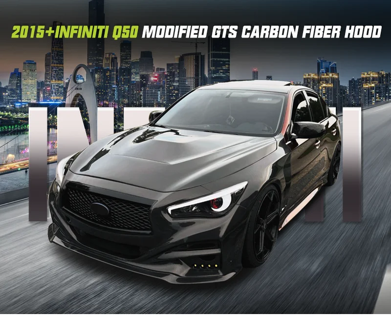 Capó ventilado fibra carbono Infiniti Q50 vista frontal