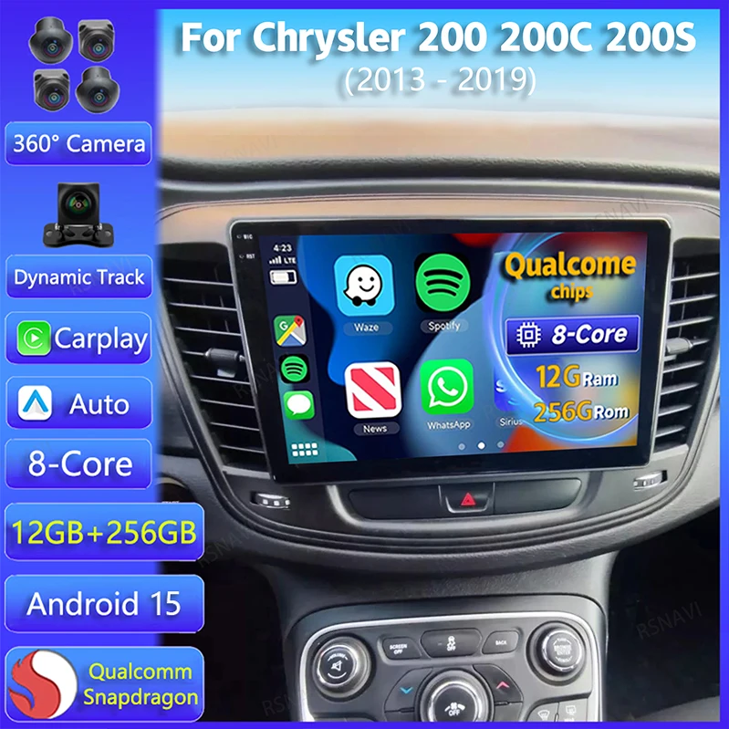 Radio Android 15 4G con CarPlay y Android Auto para Chrysler 200