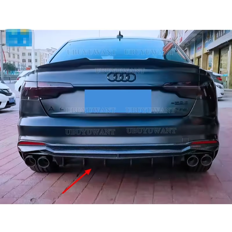 Difusor trasero carbono Audi A4 B9 S-Line 2020-2024 sin escapes - imagen 3