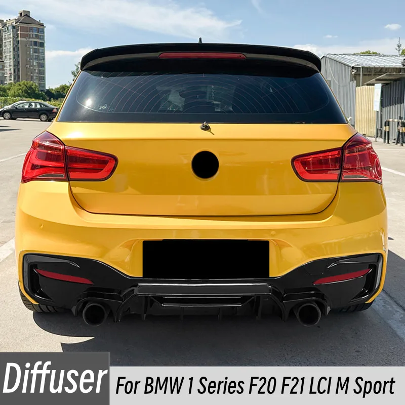 Para 2015-2019 BMW 1 Series F20 F21 LCI M Sport coche difusor de parachoques trasero divisor labio barbilla alerón negro accesorios exteriores