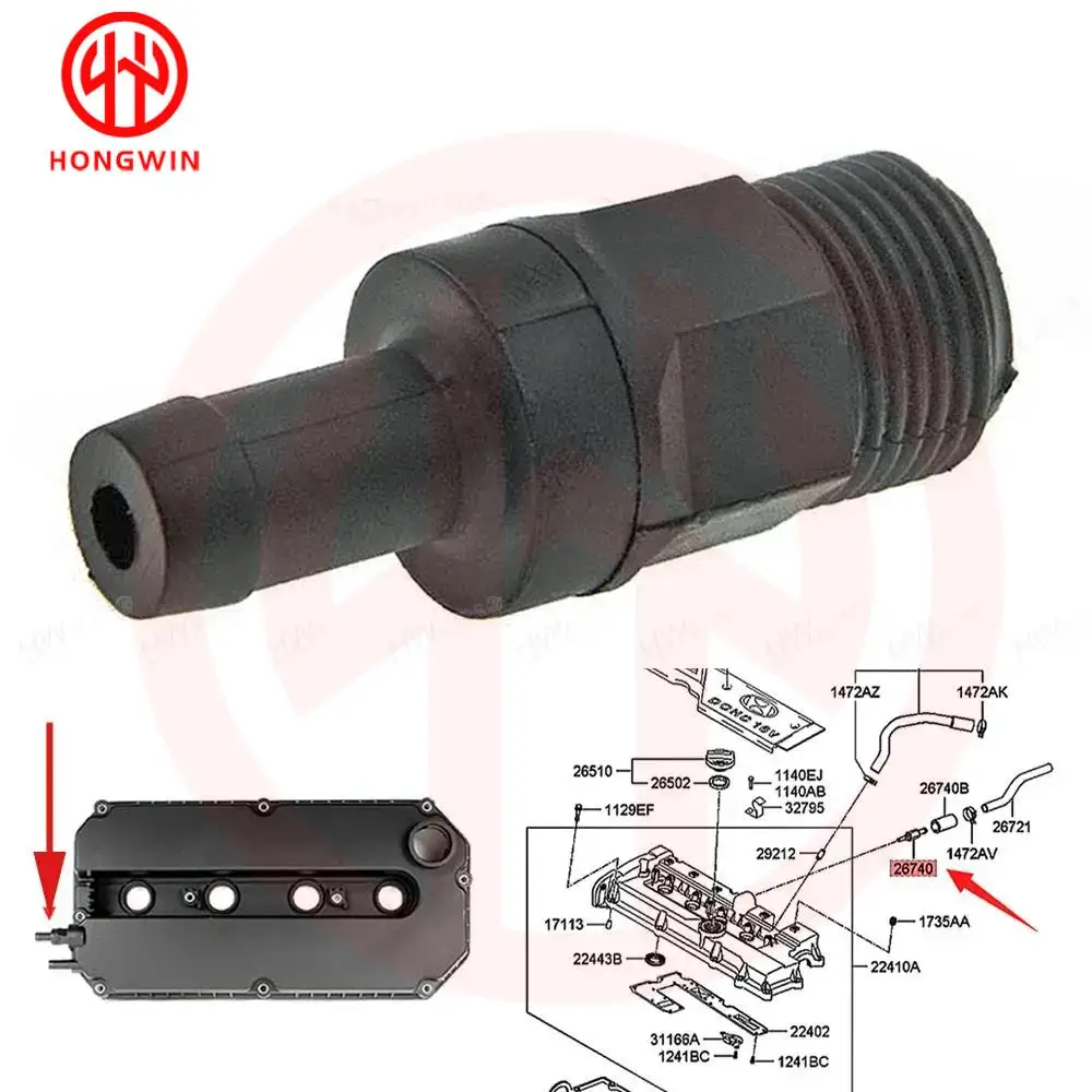 5/10 Uds 0K30E-13890 válvula de escape PCV de ventilación positiva del cárter para Kia Rio Cinco 1.5L 2001-2005 0140023 145 28002 614 - imagen 5