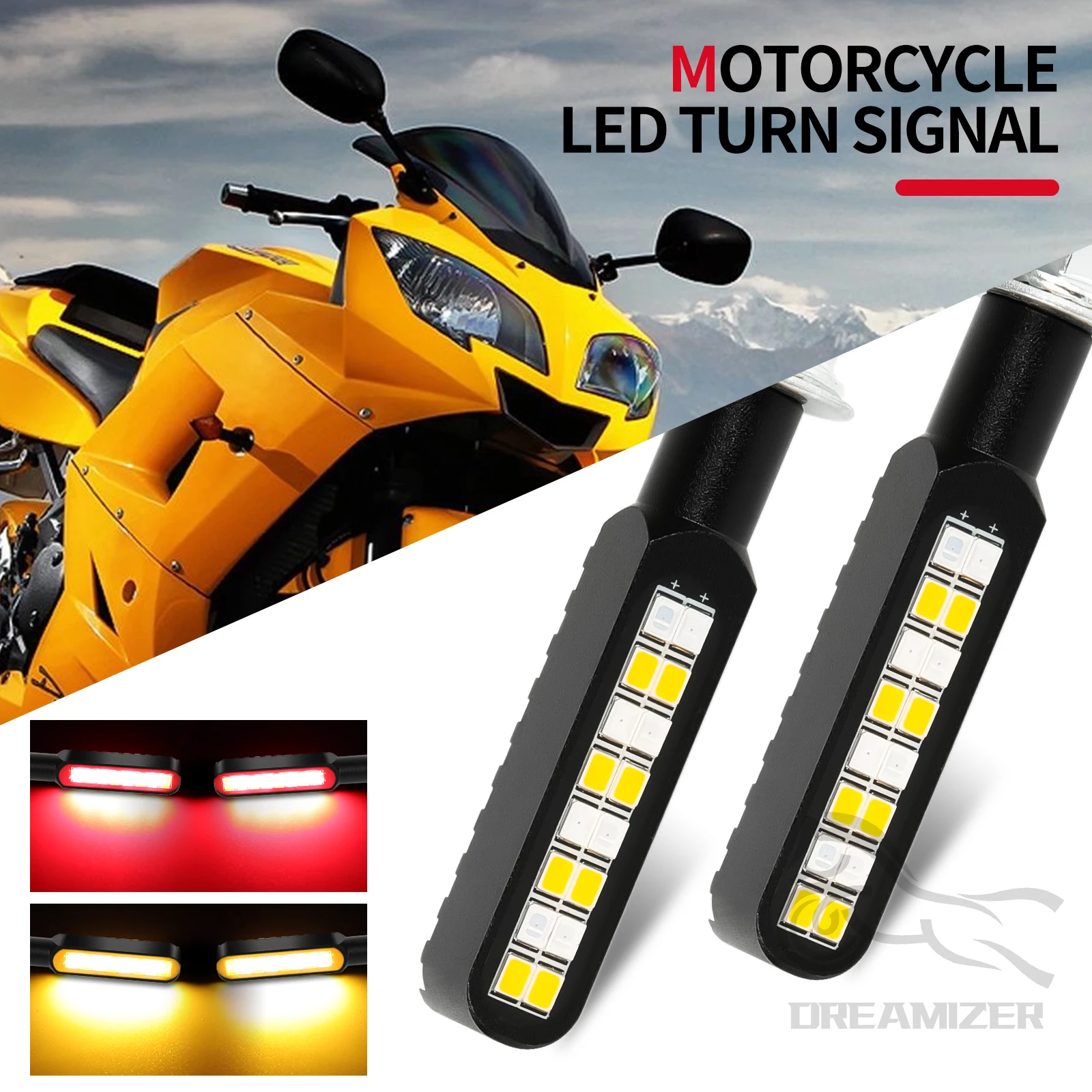 Intermitentes LED Moto 12V – Direccionales Amarillas Universales Universal Kit - imagen 2