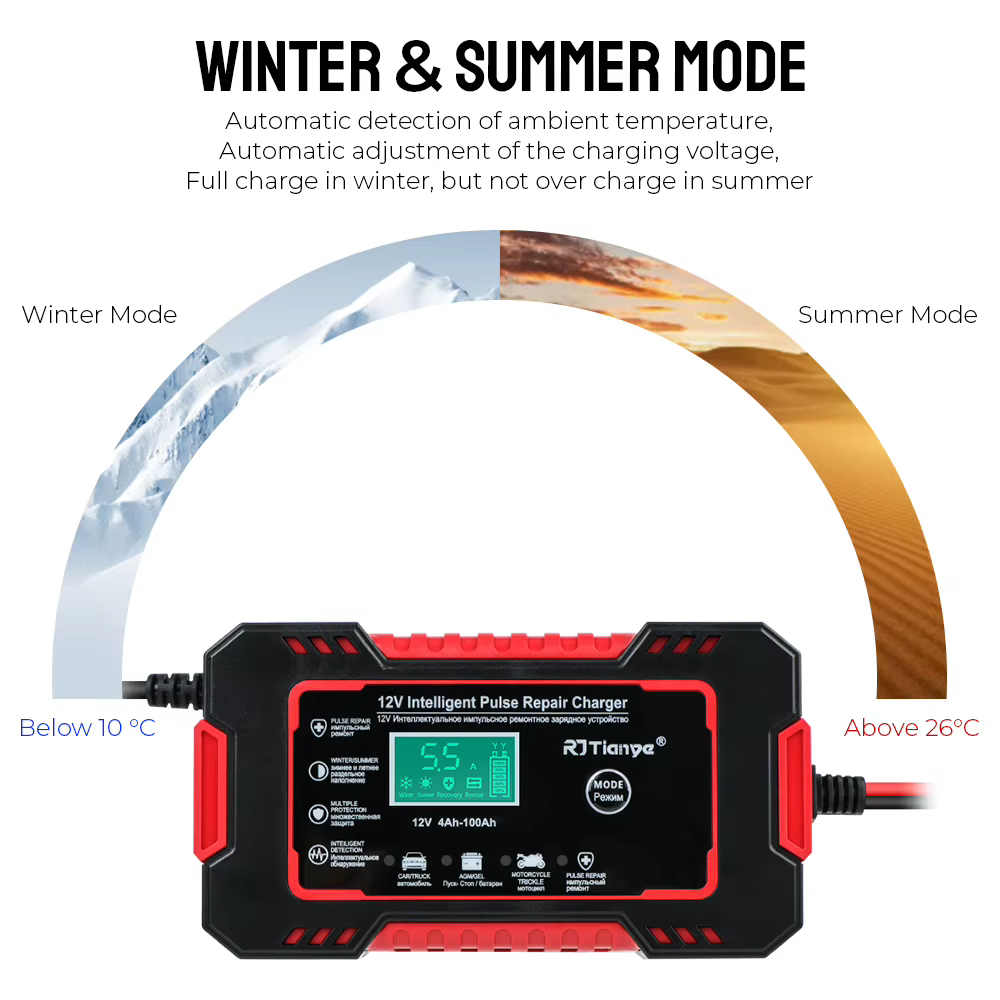 Cargador de batería 12 V 6 A para coche y moto, AGM y gel - imagen 4