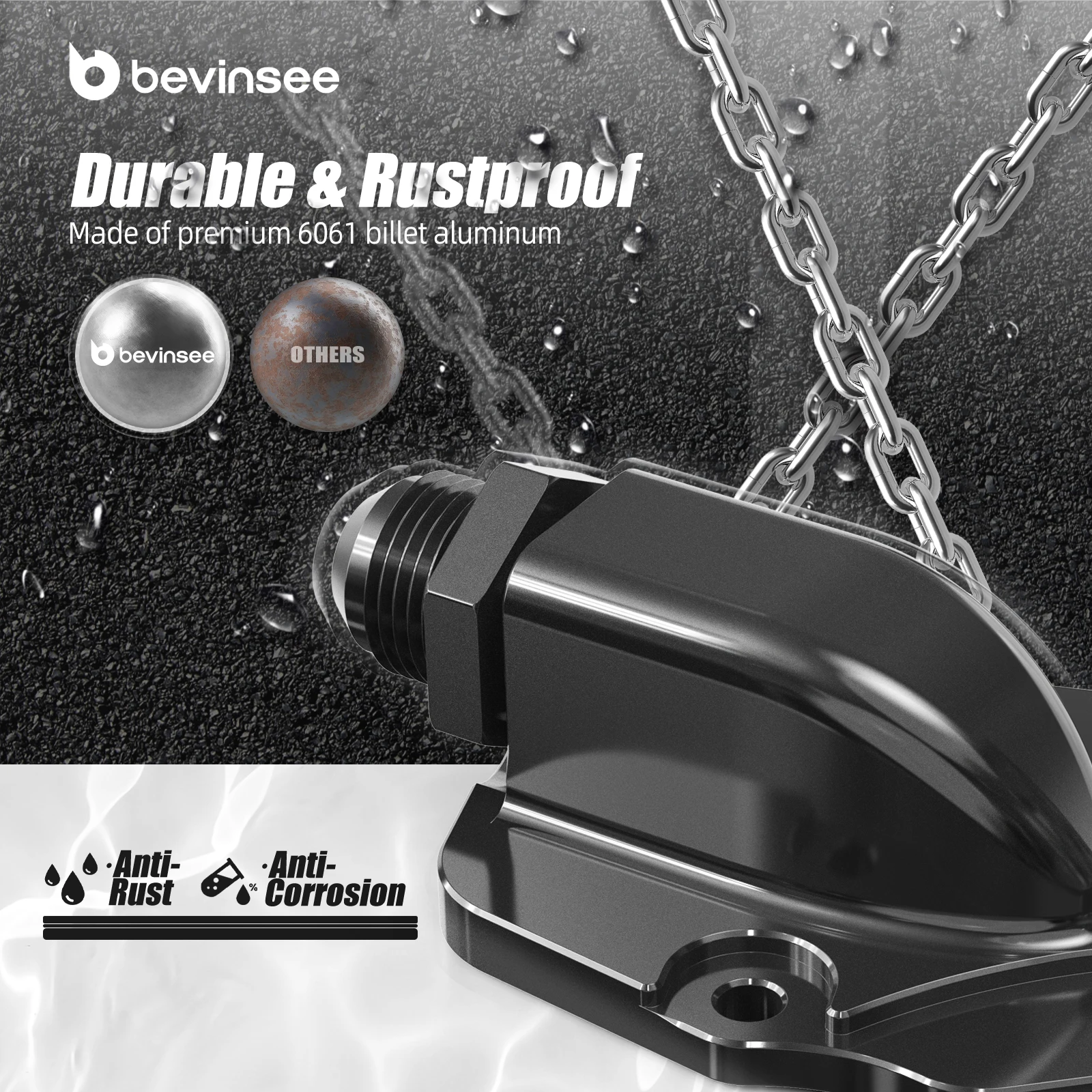 BEVINSEE para K20 K24 cubierta del tensor de cadena de distribución con conector AN10 ORB Turbo drenaje de aceite para Honda serie K - imagen 3