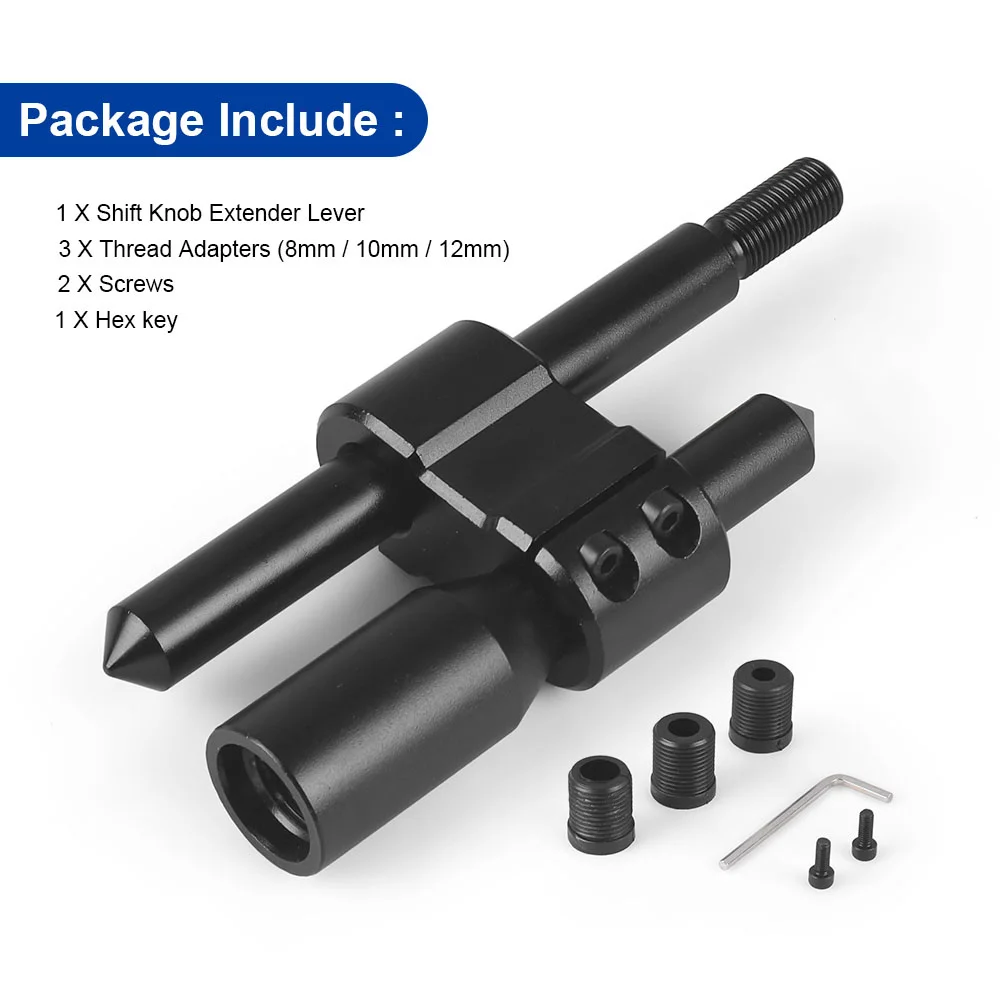 Extensor palanca de cambio M12x1.25 aluminio negro ajustable con adaptadores - imagen 4