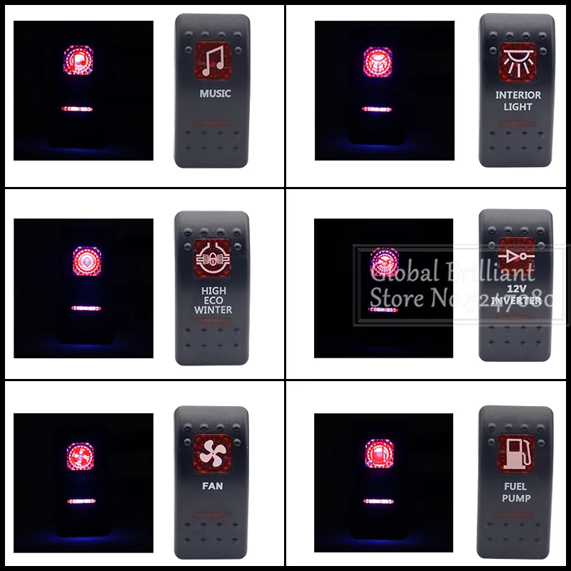 Interruptor basculante con LED rojo para coche - imagen 2